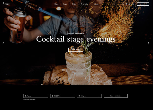 Cocktail Bar Bridge Theme Demo